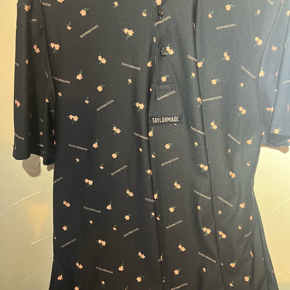 TaylorMade Navy Polo with Patterned Design